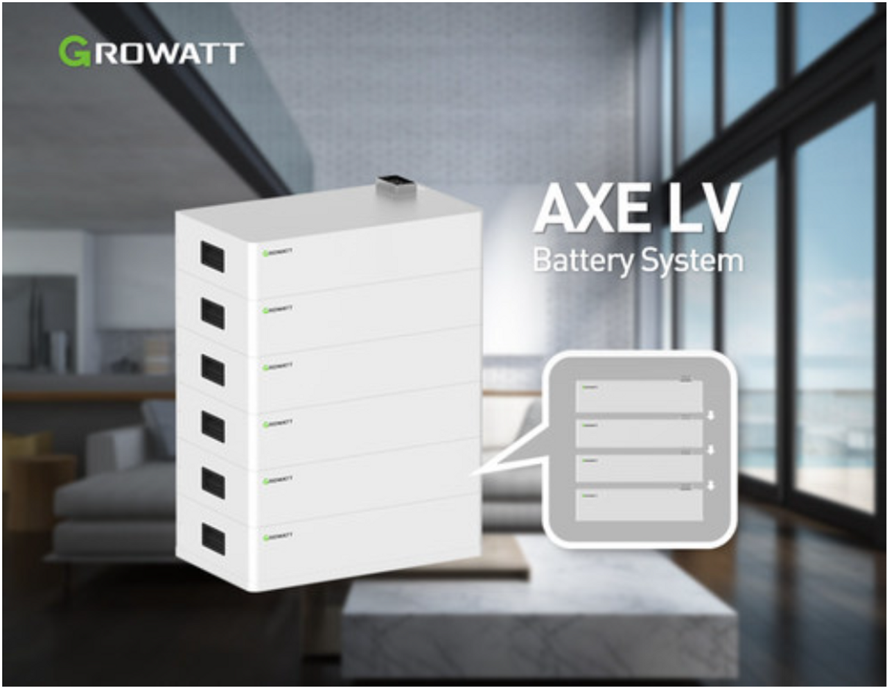 Pin lưu trữ GROWATT 5kw AXE 5.0L năng lượng mặt trời