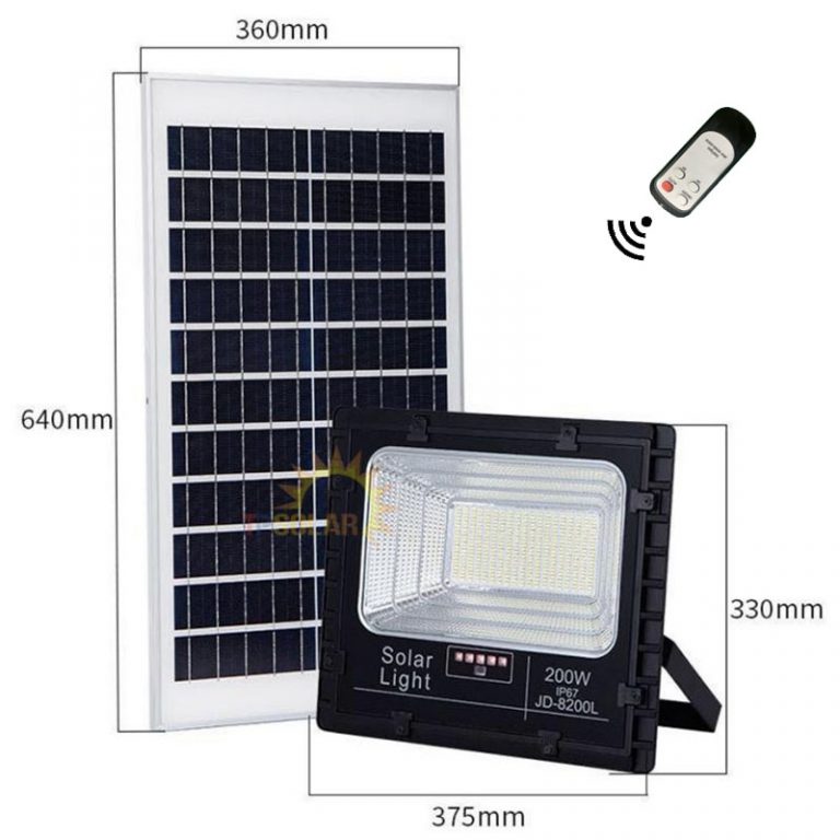 Đèn pha năng lượng mặt trời Jindian 200w JD 8200L