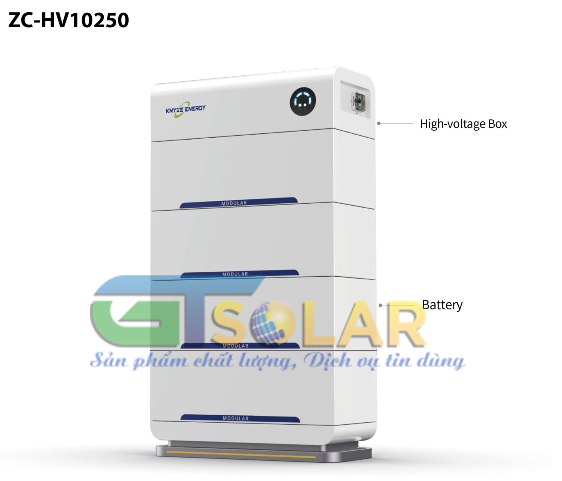 Pin lưu trữ áp cao Knyee ZC-HV10250 – 25.6 kWh, IP65, CAN, điện áp 512V