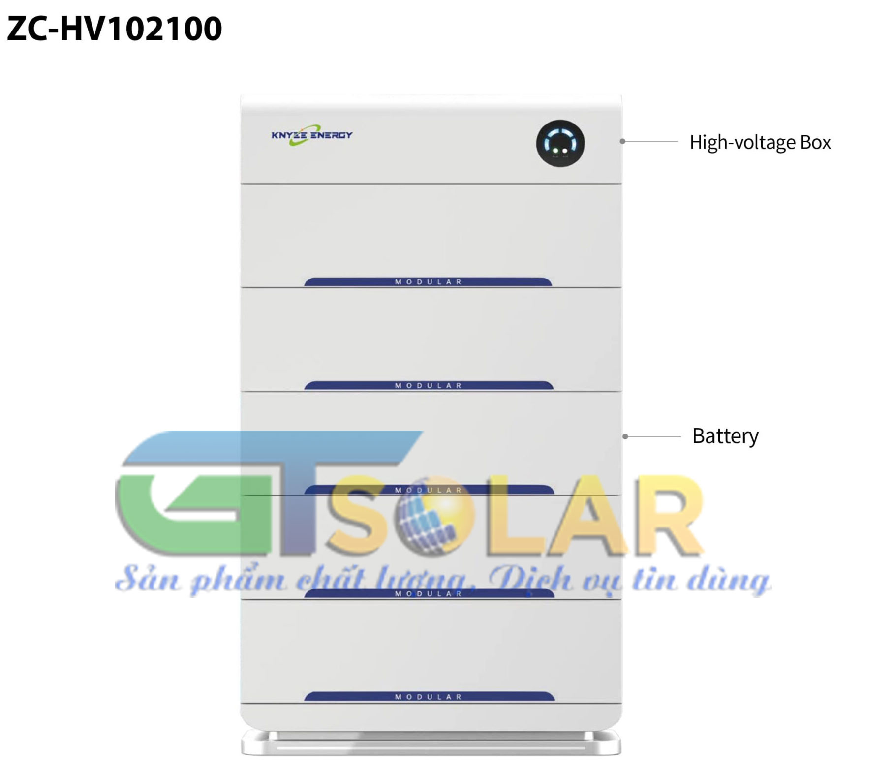 Pin lưu trữ áp cao Knyee KNY-HV102100 – 51.20kWh, 512V, IP65, CAN
